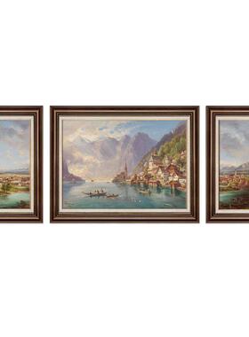 客厅挂画法式中古风沙发背景墙装饰画手绘油画肌美式复古高级壁画