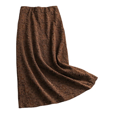 气质纯色松紧腰A字蕾丝半身裙女