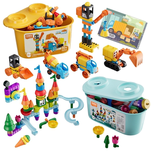 【李佳琦超级年货礼物节】布鲁可启初系列工程车面包超人积木桶