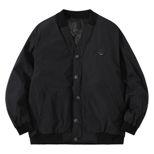 马切达冬季男款V飞行员日系外套单排扣保暖百搭羽绒服痞帅男生ins