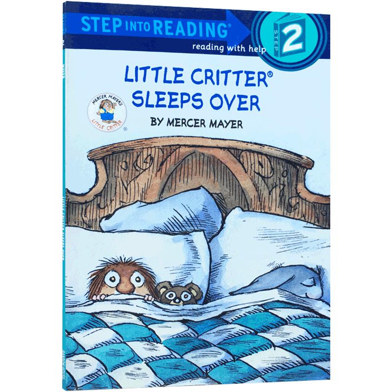 英文原版Little Critter Sleeps Over第二阶段小毛人怪物借宿记 Step into Reading level 2 Mercer Mayer图画故事书启蒙绘本