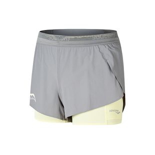 Saucony索康尼女子跑步短裤梭织代内衬吸湿速干马拉松运动裤