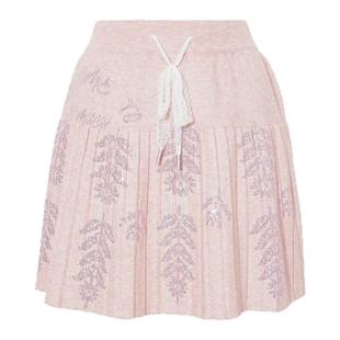 TCH时尚烫钻百褶短裙粉色甜美针织半身裙女2025冬新款T75D22E1023