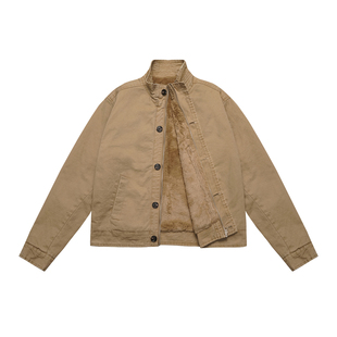 地卜师 美式加绒加厚飞行员工装夹克2025秋冬复古保暖棉衣外套男