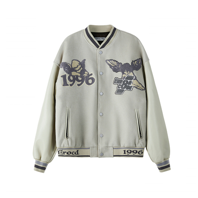 春季清新宽松纯色毛巾刺绣棒球服