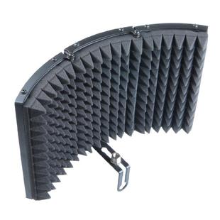 黑色电容话筒弧形三门隔音屏 录音话筒防风铝板罩 声学反射优化板