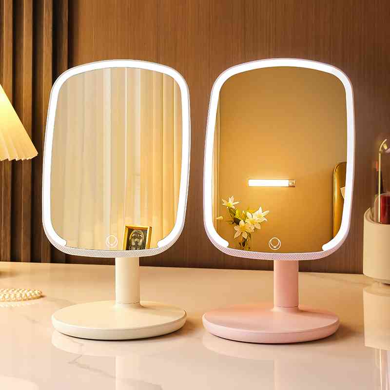 led带灯化妆镜台式化妆镜桌面补光镜子高清美妆镜学生宿舍可携式