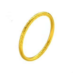 金店同款水贝黄金镯子金包银卷草纹手镯女唐草纹素圈实心手环礼物