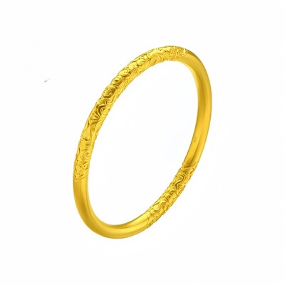 金店同款水贝黄金包银卷草纹手镯