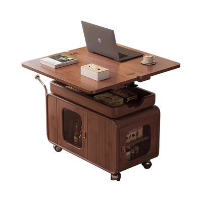 实木可移动升降折叠沙发边几