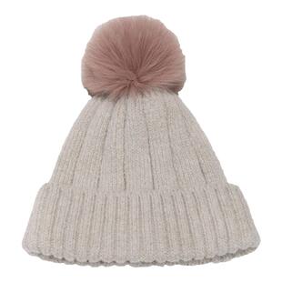 韩国可爱保暖毛线帽子女冬ins带毛球拼色百搭羊毛针织帽护耳冷帽