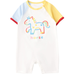 WHYLOOK 夏季婴儿连体衣凉感透气爬爬服宝宝衣服短袖薄款马年新款