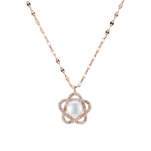 顺钦银楼S925银五角花朵项链银锁骨链新中式设计感轻奢百搭好运