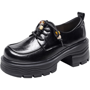 意尔康女鞋2026春季乐福鞋女士厚底英伦学院风小皮鞋配裙子单鞋