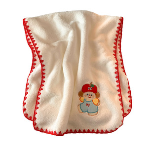 可爱苹果小熊浴巾女珊瑚绒吸水速干成人洗澡裹巾学生毛巾三件套