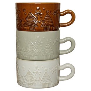 复古窑变浮雕陶瓷咖啡杯碟特别好看的咖啡杯高档精致拿铁拉花杯子