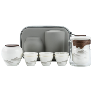 玻璃旅行茶具2025新款便携式快客收纳包套装户外茶杯一人用泡茶壶