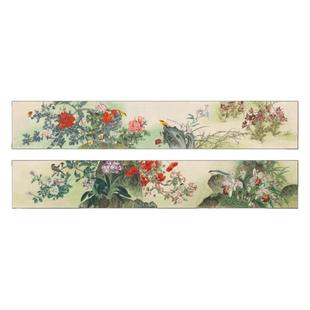 新中式细长装饰画客厅沙发背景墙壁画餐馆餐厅花鸟清新中古风挂画