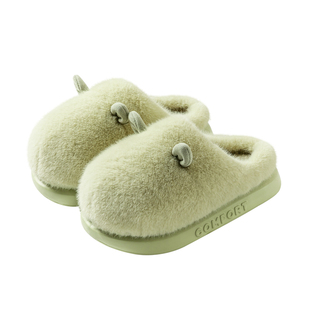 可爱卡通毛绒绒棉拖鞋女款秋冬季居家室内厚底防滑保暖舒适棉拖鞋