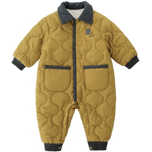 宝宝冬装男宝夹棉连体衣加厚保暖洋气棉袄冬季小月龄婴儿外出棉服