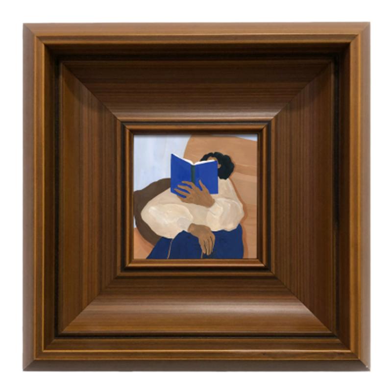 书房卧室床头中古实木框人物画
