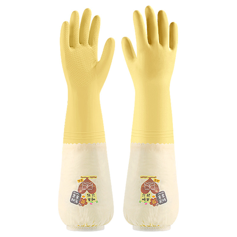 秋冬加绒防水加长加厚家务手套