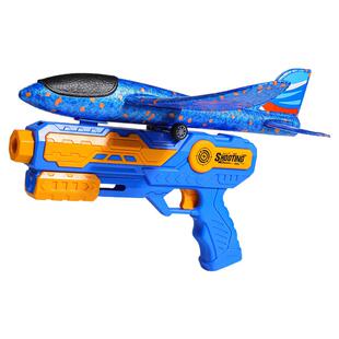 儿童手抛飞机泡沫弹射玩具枪男孩户外运动广场飞天滑翔风筝枪发光