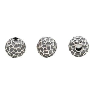 足银隔珠 做旧复古陨石坑花纹迷你圆珠散珠S999银DIY编绳串珠配件