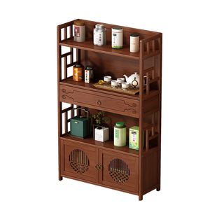 新中式实木博古架多层隔断式收纳置物架客厅茶室展示架高端储物柜