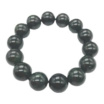正品保健手串14mm送亲人墨绿玉