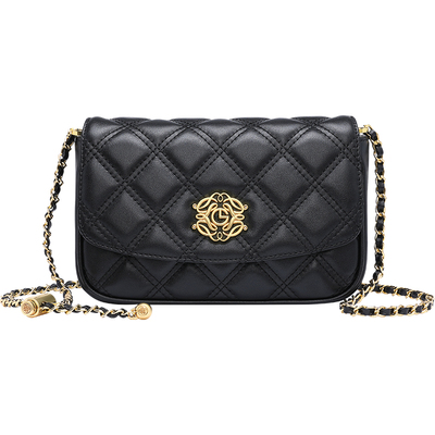 金利来小香风菱格女包2026新款轻奢真皮单肩斜挎包包牛皮小方包潮