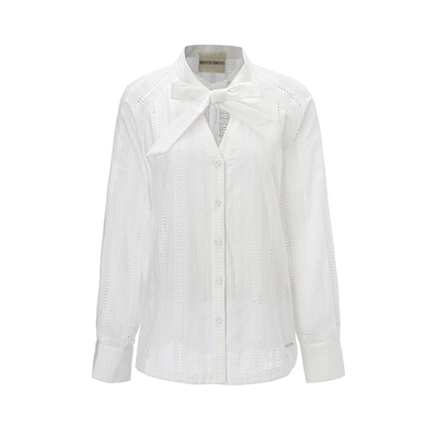 HSIYOUNWOO棉羊毛系带蝴蝶结衬衫