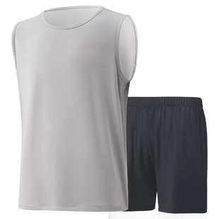 简云莫代尔家居服男夏季薄款冰丝睡衣2026新款背心短裤套装可外穿