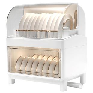 家用厨房双层碗柜台面碗筷收纳盒塑料装餐具碟盘沥水收纳架置物架