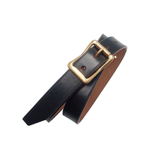 手工英式复古黄铜美国horween霍尔文牛皮腰带男女宽休闲百搭皮带