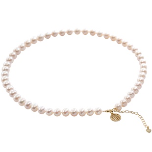 南珠宫淡水珍珠项链925银大圆福字牌套装送妈妈延长链送母亲