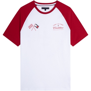 【凯迪拉克F1®联名车迷系列】Tommy26夏男纯棉撞色宽松赛车风T恤