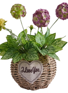 花篮绣球花假花仿真花摆设客厅花艺摆件餐桌花摆花绿植插花装饰花
