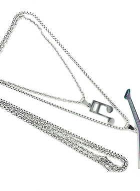 钛钢潮男女原创街头摇滚双层项链