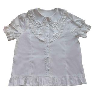 奶油炼奶Lolita内搭泡泡袖娃娃领中古蕾丝可爱软妹短袖洛丽塔衬衫