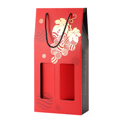 左和右红酒包装礼盒手提袋
