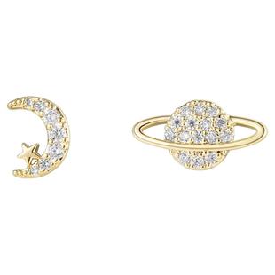 2026新款时尚精致不对称星球月亮耳钉女简约小巧耳饰气质百搭耳环