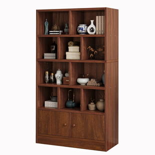 博古架实木生态板中式茶具置物架简约一体靠墙多宝阁展示柜茶杯架