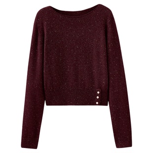 水云间浓郁红土色羊毛混纺针织衫混色毛衣女跨年圣诞氛围感2026春