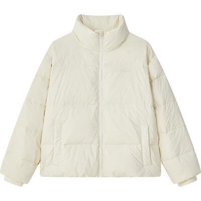 波尼PONY1972女款新款冬季户外休闲羽绒服米白色 243W2OF30OW