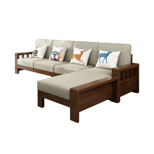 客厅全实木沙发组合现代简约中式家具贵妃转角小户型布艺橡木沙发