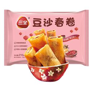 三全豆沙春卷素馅菠萝荠菜春卷家庭油炸速食冷冻早餐点心小吃商用
