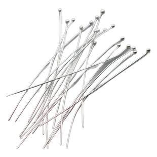 保色银色针球针DIY配件珠针圆头针铜包厚银串珠手链材料 50根一份