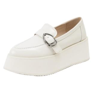 松糕鞋女厚底2025新款配阔腿裤百搭真皮一脚蹬懒人鞋增高乐福单鞋