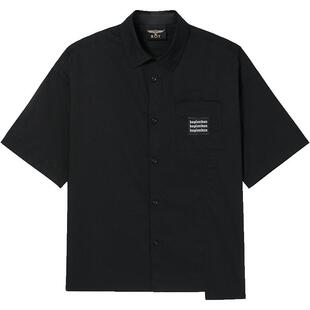 BOYLONDON潮牌短袖男女同款字母印花黑色宽松休闲百搭衬衫N22900